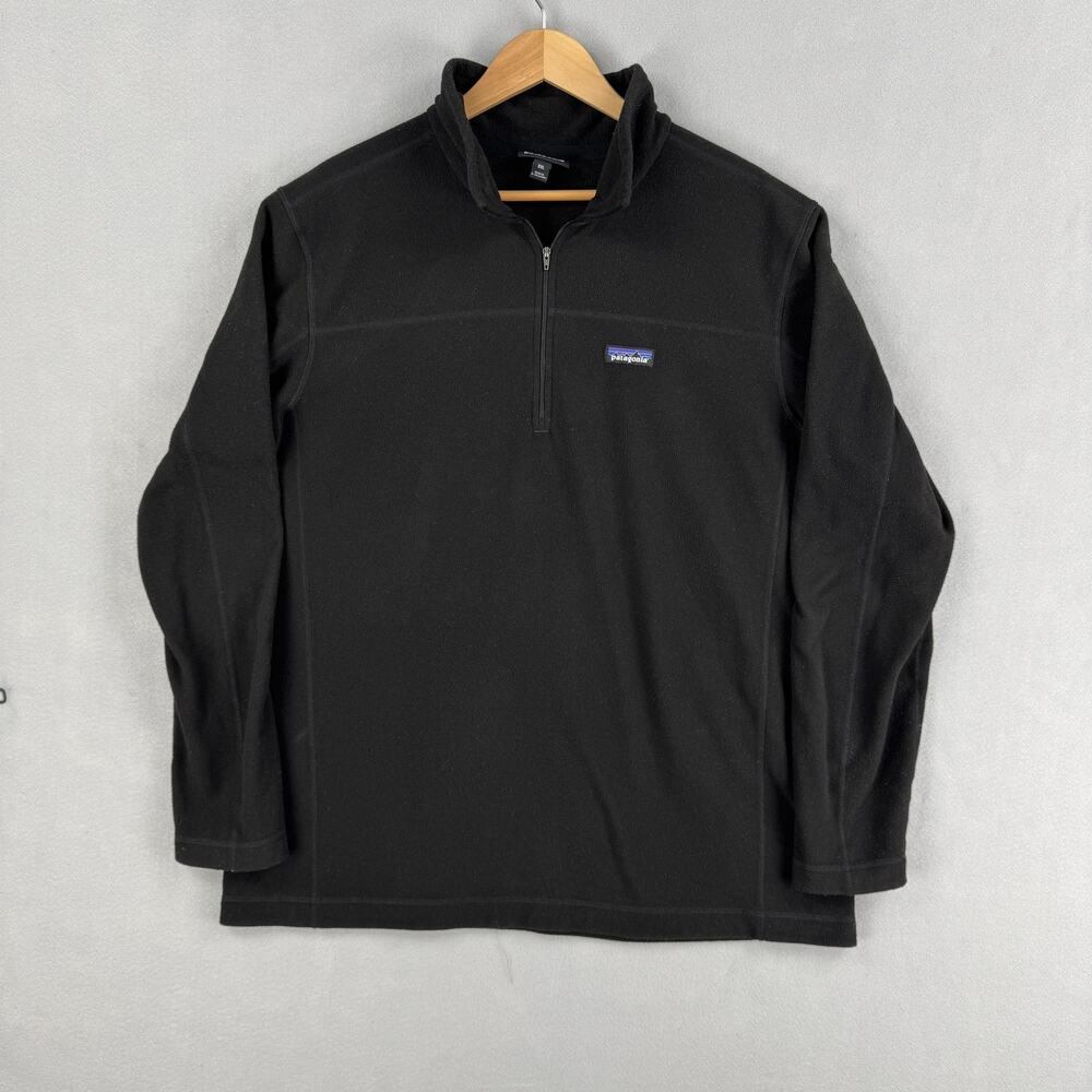 Patagonia Jacket Mens 2XL Black Micro D 1/4-Zip Fleece Long Sleeve Hiking Top